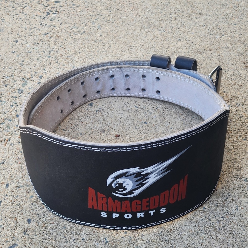 Leather Weight Lifting Belt - 6 Inches Wide Premium Quality 52" Long  Power Lift